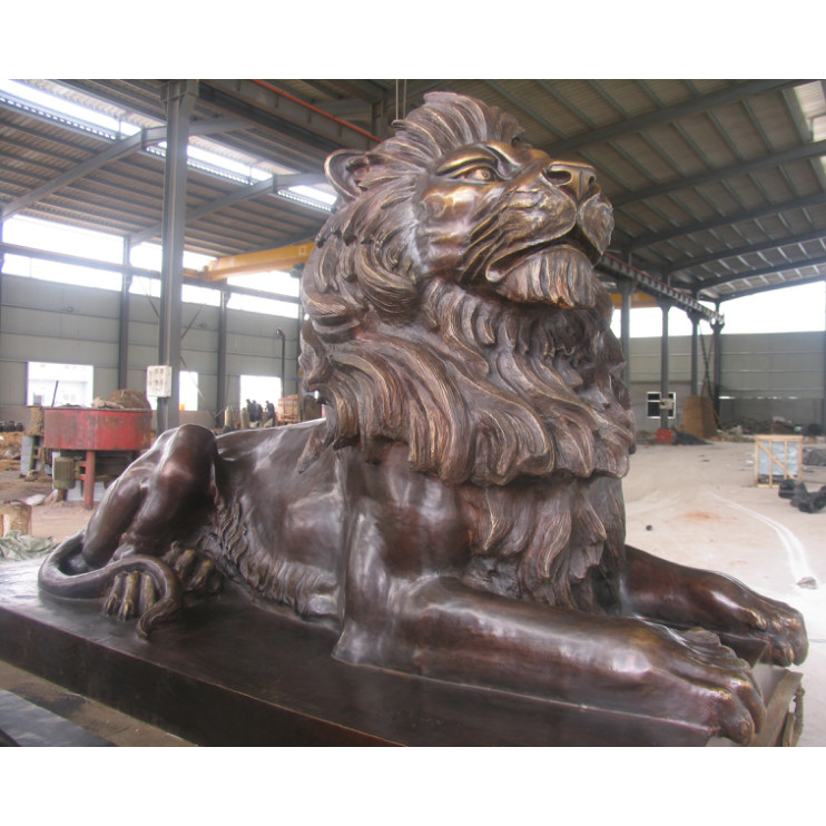 Market copper pair lion sculpture sale
